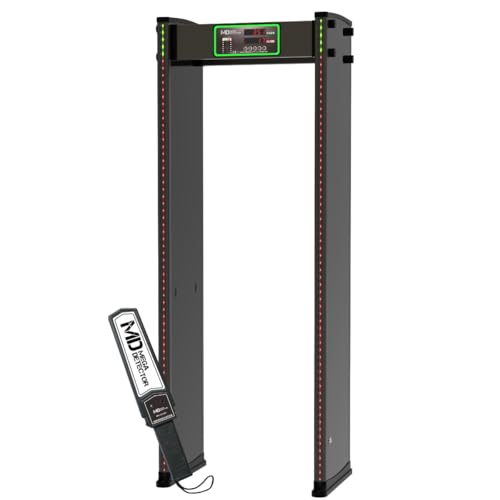 MegaDetector Walk-Through Metal Detector - 18 Zone Security Scanner for Concealed Weapons & Contraband - LED Display & People Counter, Indoor/Outdoor Checkpoint Gate for Schools, Events & Venues (Stan