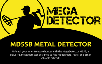 MegaDetector M55B: High-Performance Gold, Relic, and Artifact Detector with 10" Waterproof Coil, 5 Detection Modes, Large LCD Display, and Adjustable Sensitivity