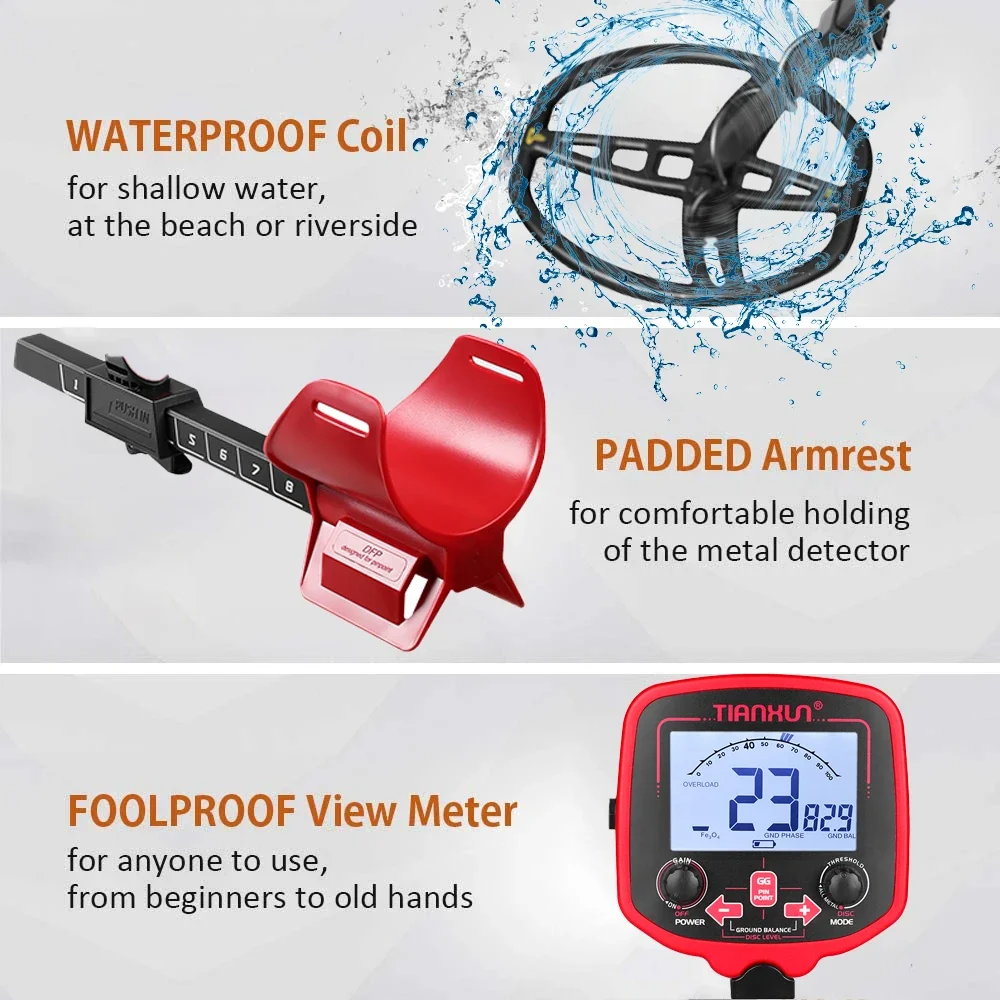 MegaDetector MD-850L: Advanced Gold, Relic, and Artifact Detector with 11" Waterproof Coil, Elimination Mode, and Pinpoint Accuracy