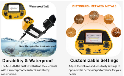 MegaDetector MD-5090: Advanced Metal Detector for Treasure Hunting, Relics, and Outdoor Exploration