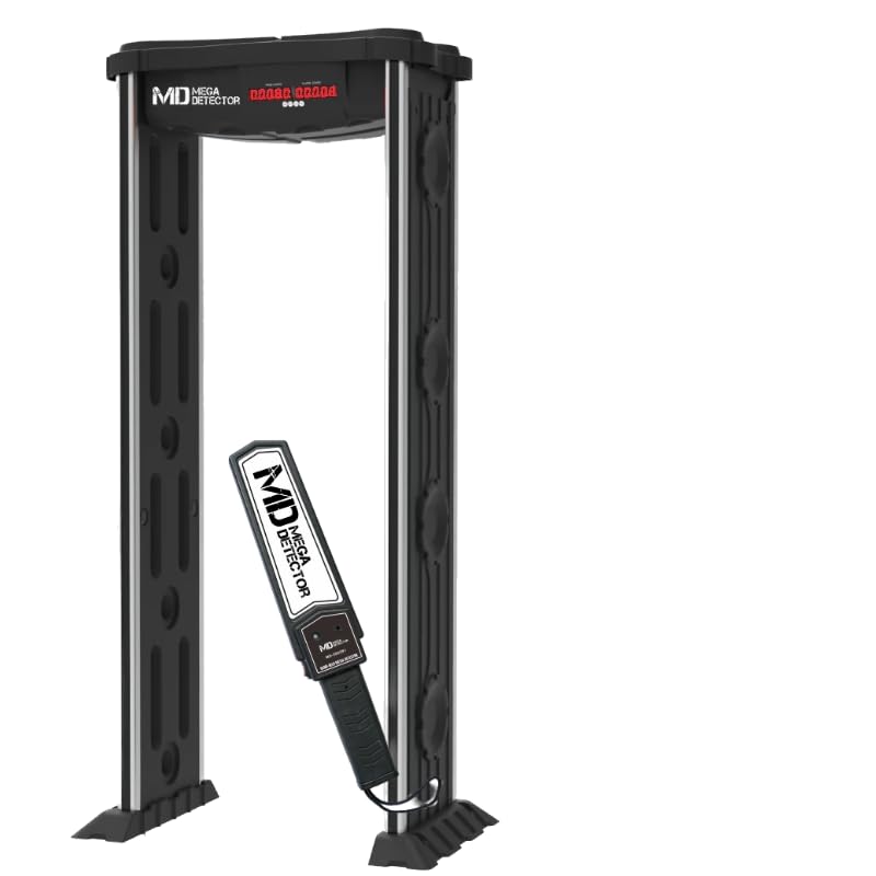 Walk-Through Metal Detector, 18/6 Zone Security Scanner with LED Display, Indoor/Outdoor Use, People Counter Cord, and Cordless (Waterproof, 1)